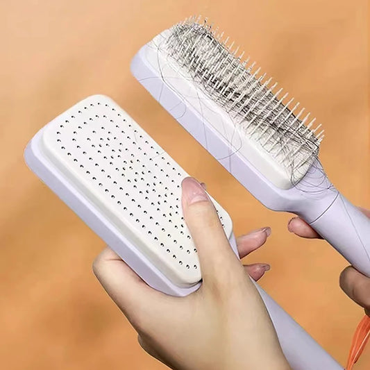 Rotating Lifting Hair Comb, One Click Cleaning, Stretchable Massage Comb, Air Cushion, Airbag Comb, Women Anti-Static Hair Comb