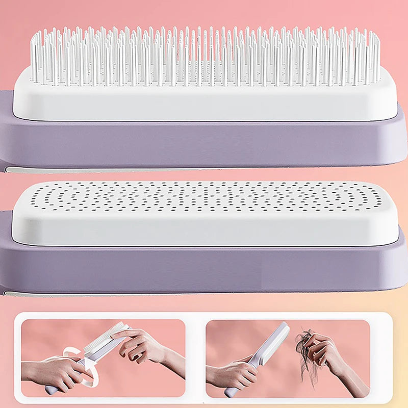Rotating Lifting Hair Comb, One Click Cleaning, Stretchable Massage Comb, Air Cushion, Airbag Comb, Women Anti-Static Hair Comb