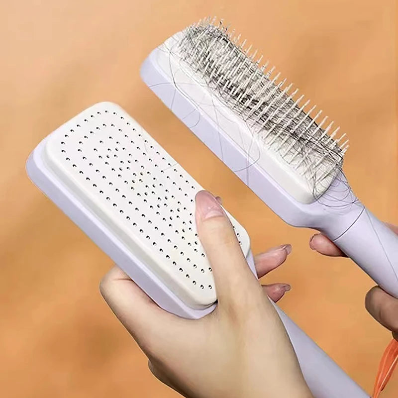 Rotating Lifting Hair Comb, One Click Cleaning, Stretchable Massage Comb, Air Cushion, Airbag Comb, Women Anti-Static Hair Comb