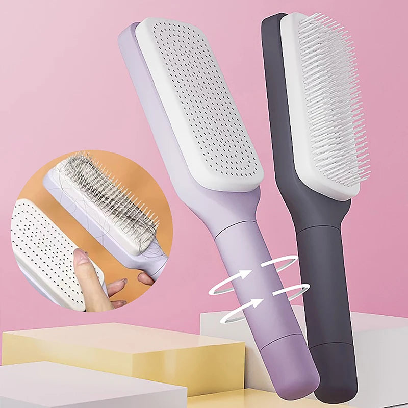 Rotating Lifting Hair Comb, One Click Cleaning, Stretchable Massage Comb, Air Cushion, Airbag Comb, Women Anti-Static Hair Comb